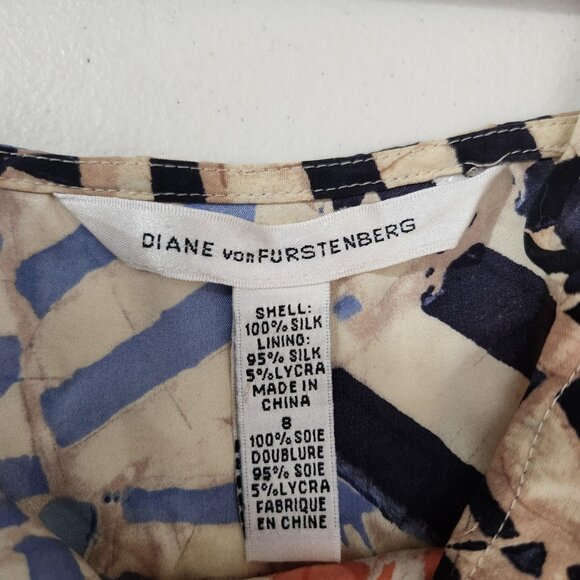 Diane von Furstenberg Cami Tank Top Womens Small Silk Multicolor Abstract Print - Picture 5 of 9